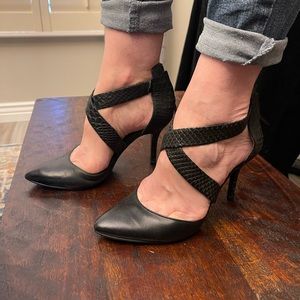 Black leather size 5.5 closed toed heels